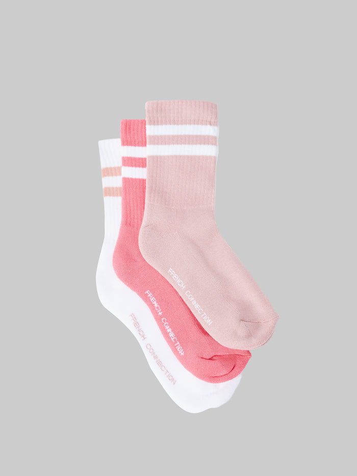 3 Pack French Connection Stripe Crew Socks
