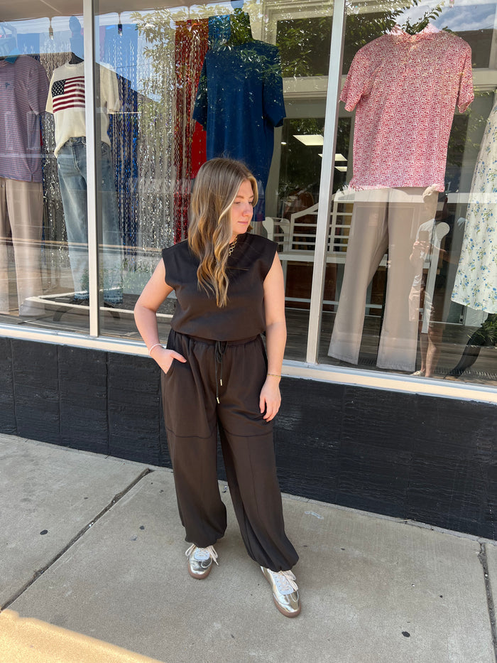 Black on the go jumpsuit