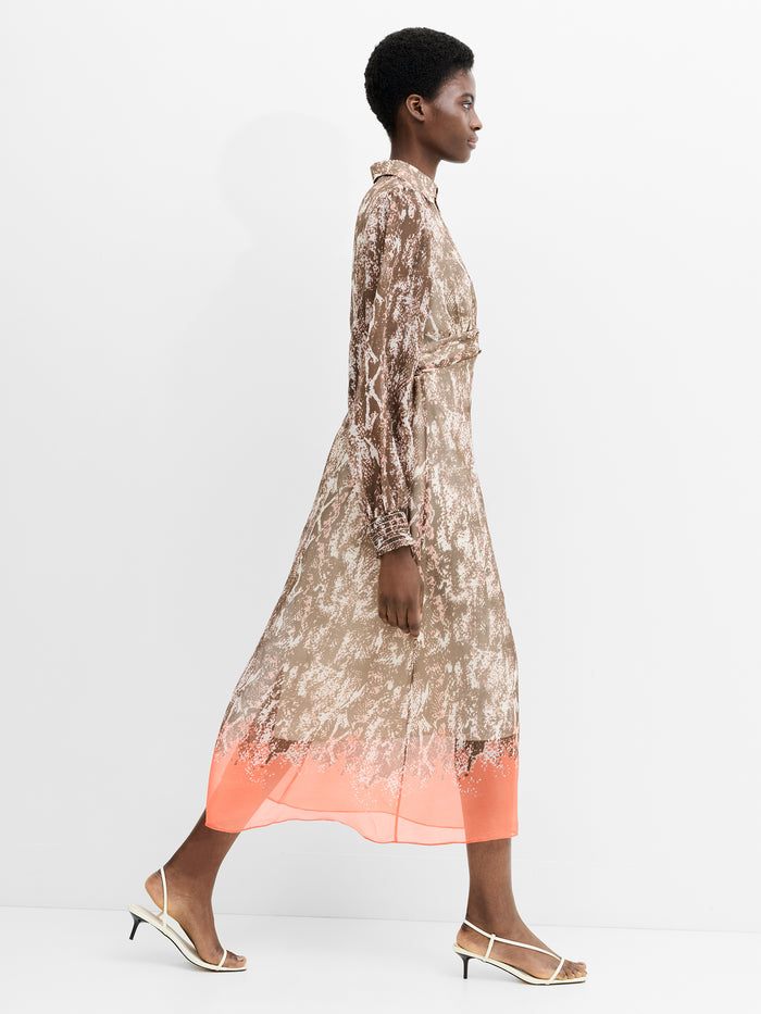 Adele Chiffon Snakeskin Print Midi Dress