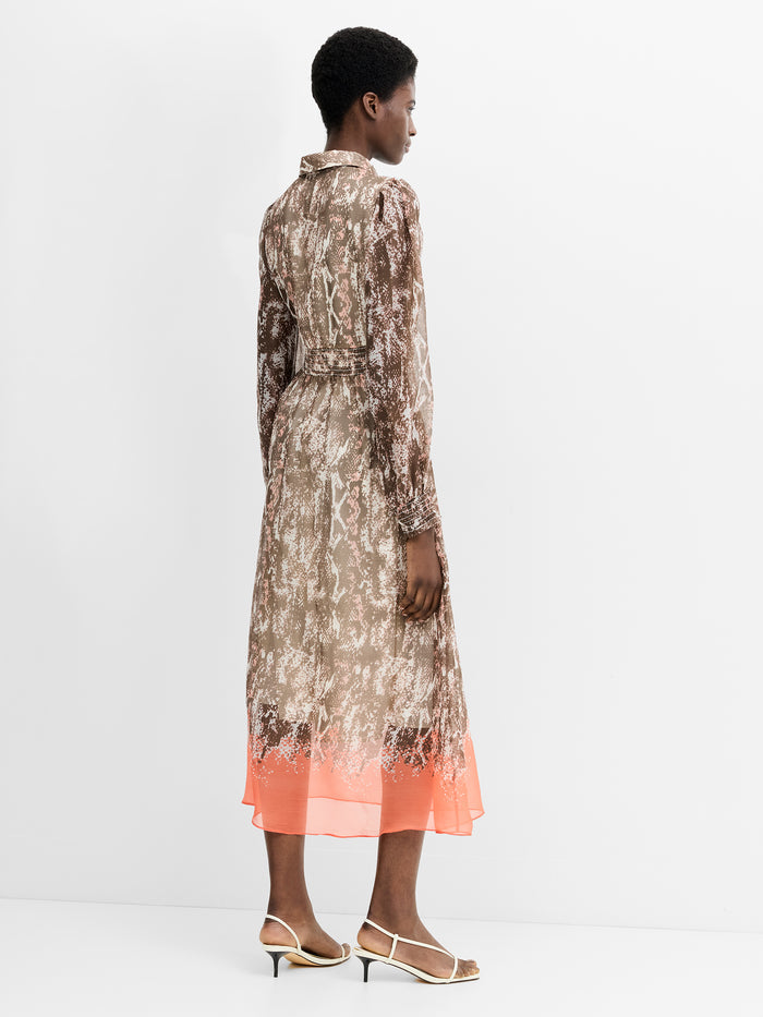 Adele Chiffon Snakeskin Print Midi Dress
