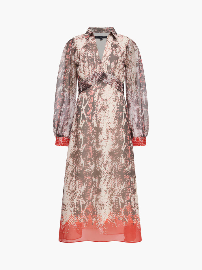 Adele Chiffon Snakeskin Print Midi Dress