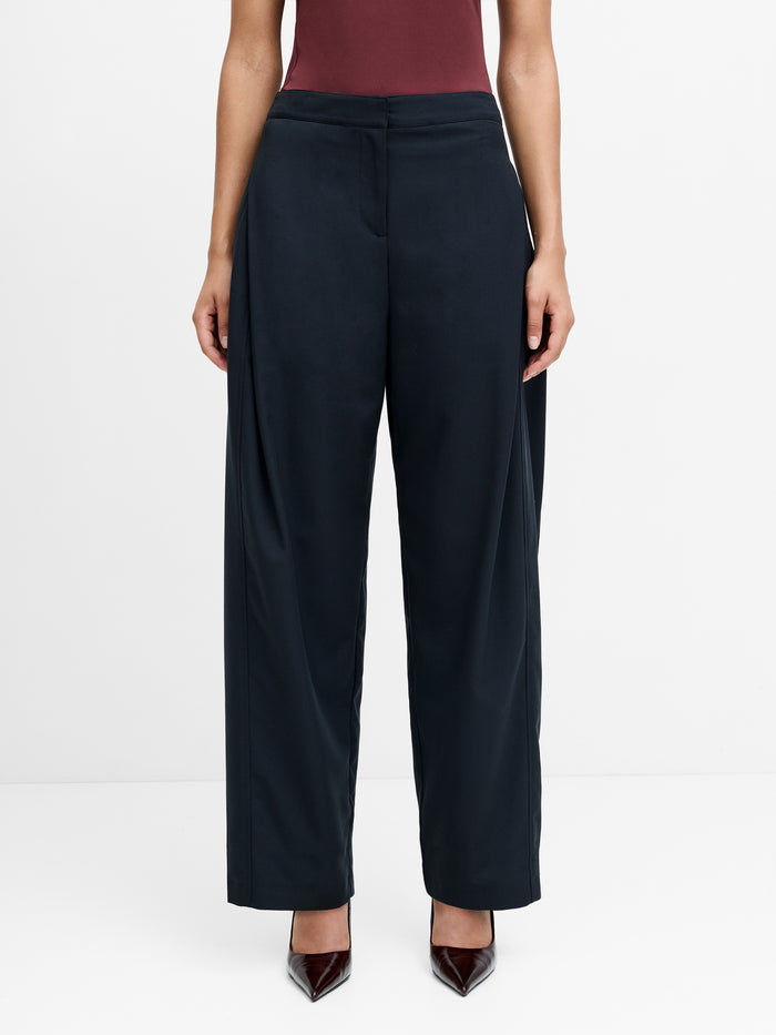 Aira Dark Grey Tailored Pleated Wide Leg Trousers