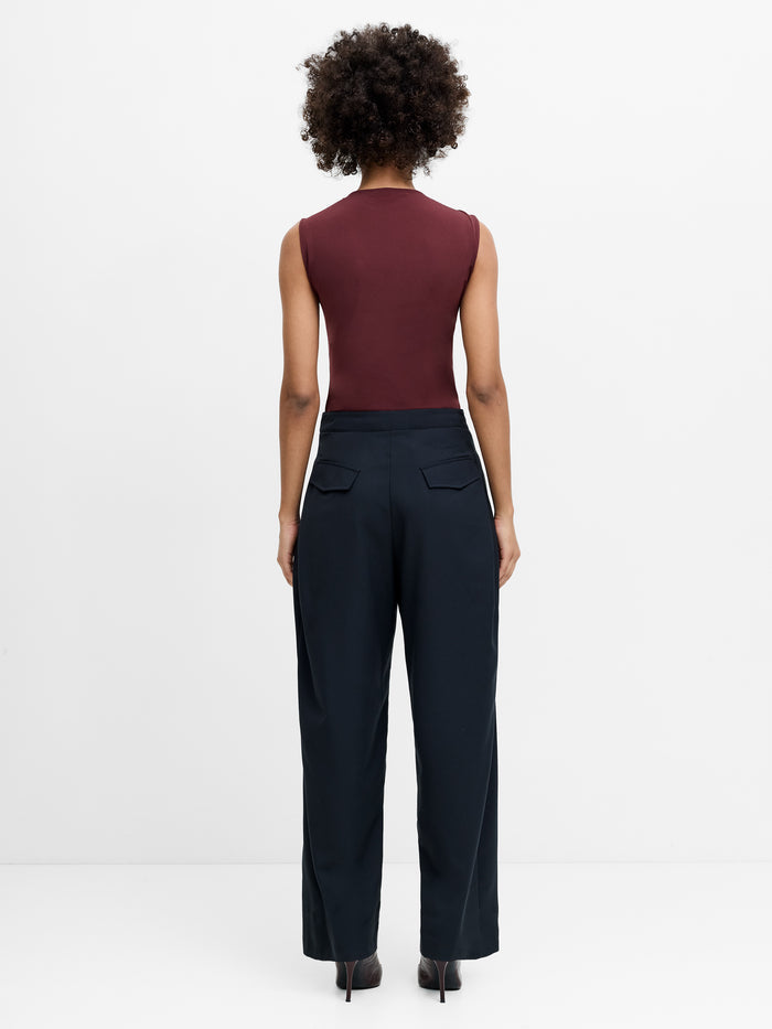 Aira Dark Grey Tailored Pleated Wide Leg Trousers