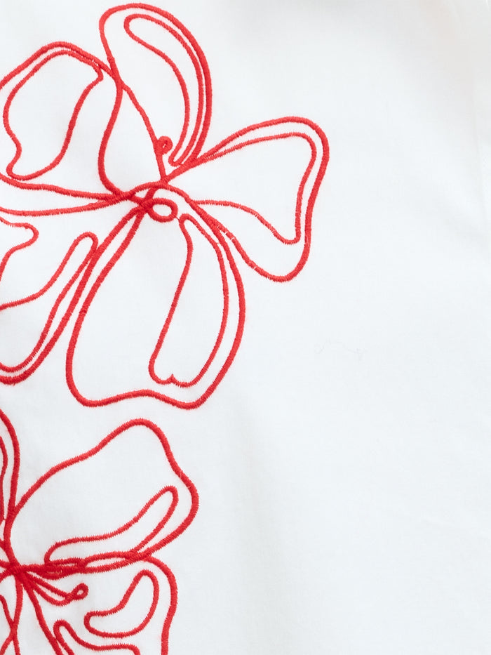 Alexis Cotton Floral Outline Embroidered White Shirt