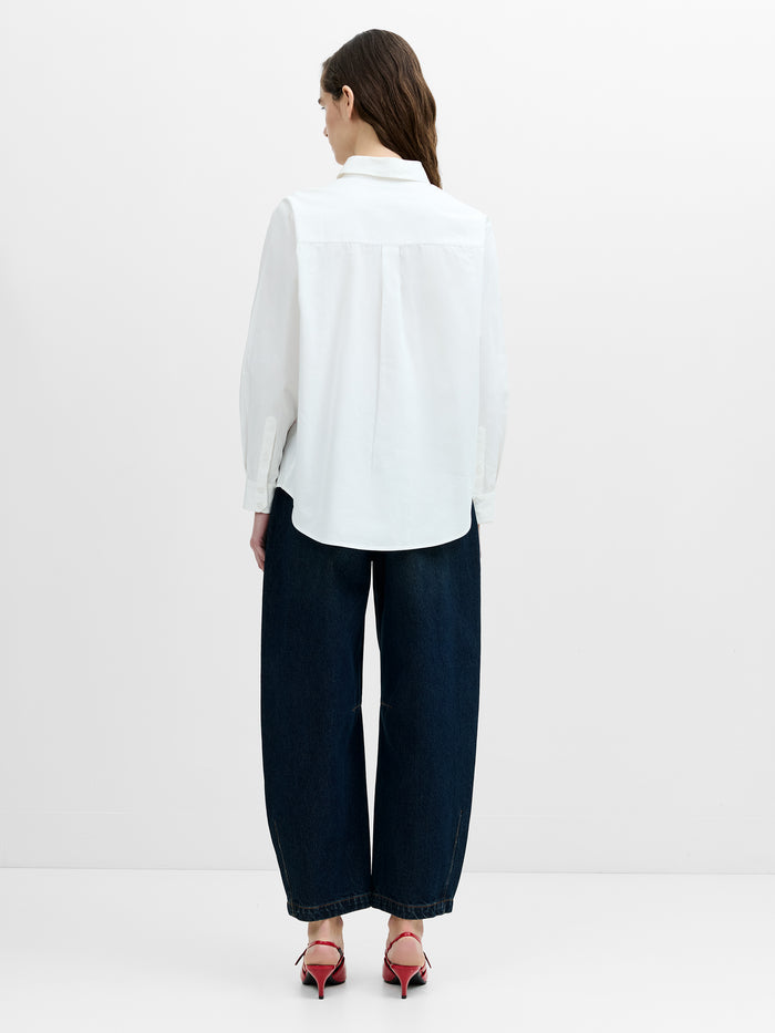 Alexis Cotton Floral Outline Embroidered White Shirt