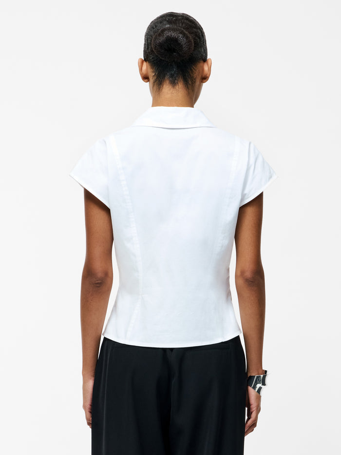 Alexis Cotton Front Zip White Top