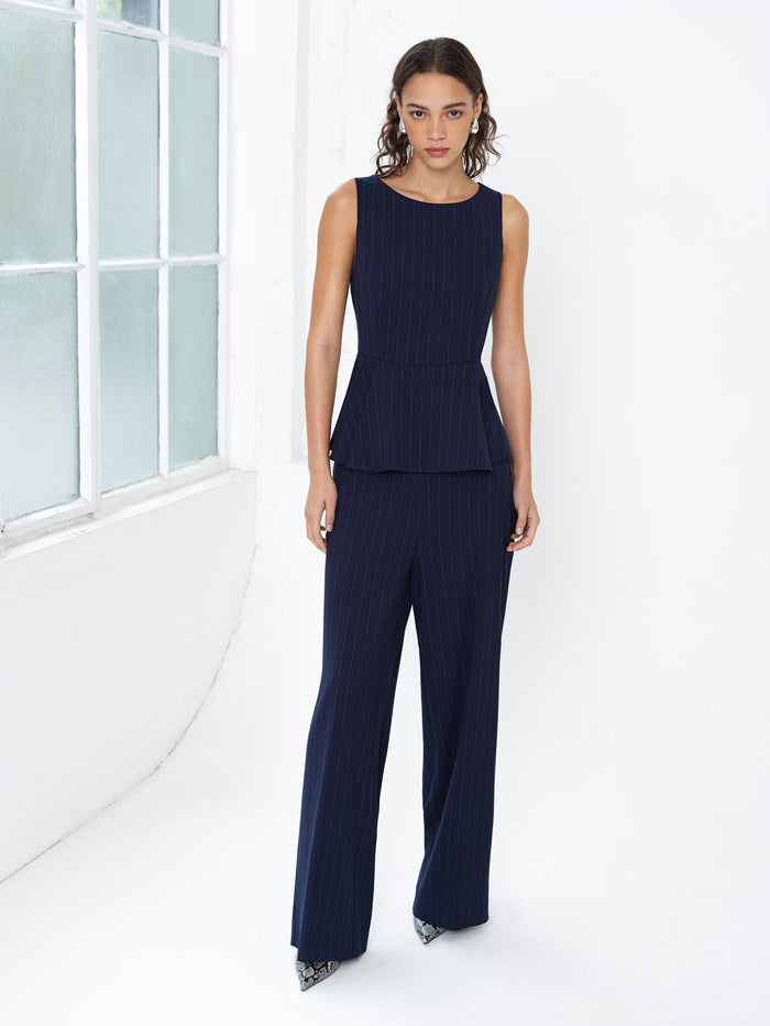 Alia Pinstripe Peplum Top