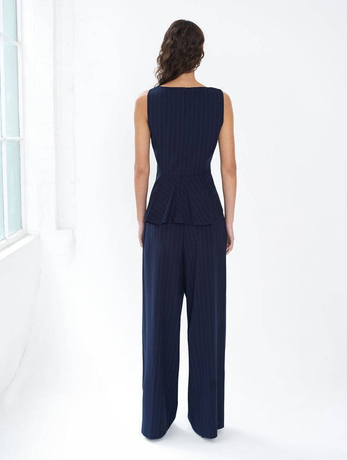 Alia Pinstripe Peplum Top