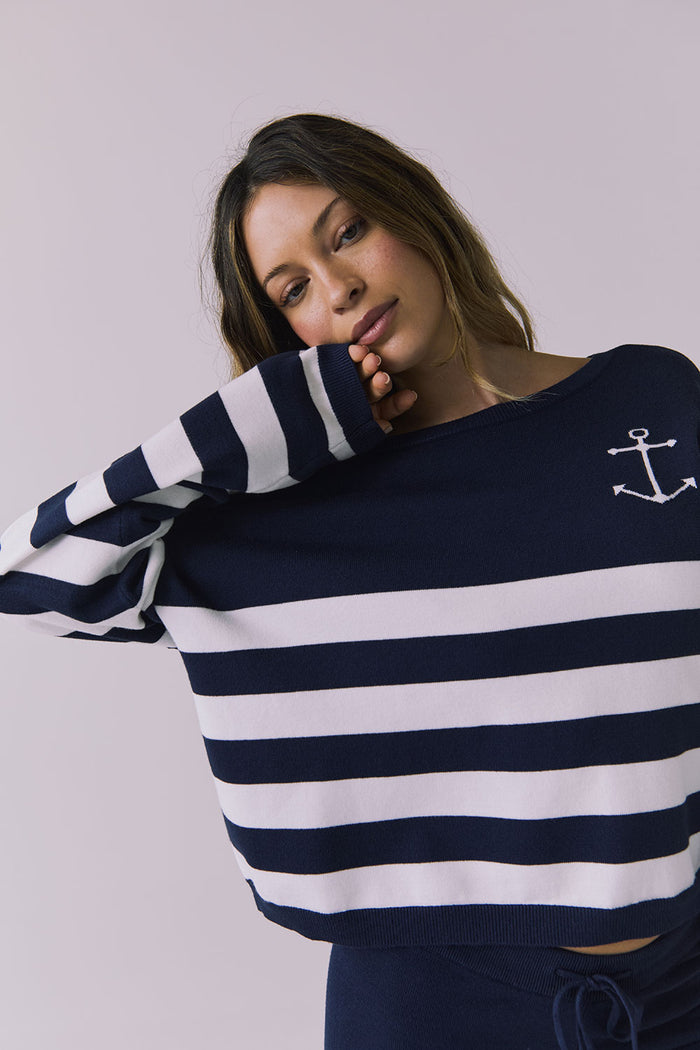 Womens Anchor Stripe Long Sleeve chaserbrand