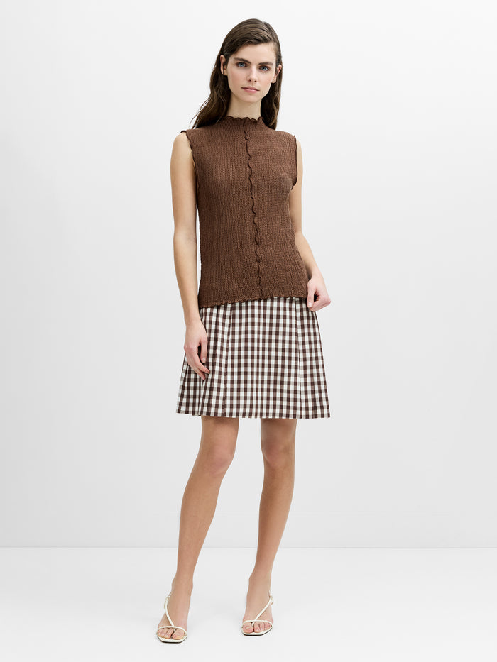 Andie Textured Sleeveless Brown Top