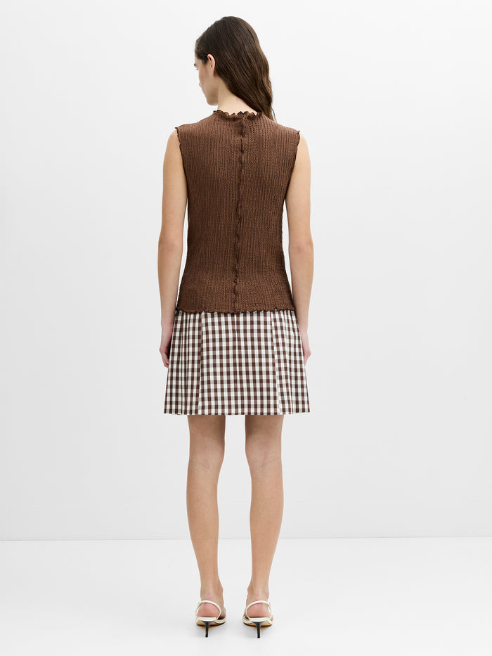 Andie Textured Sleeveless Brown Top