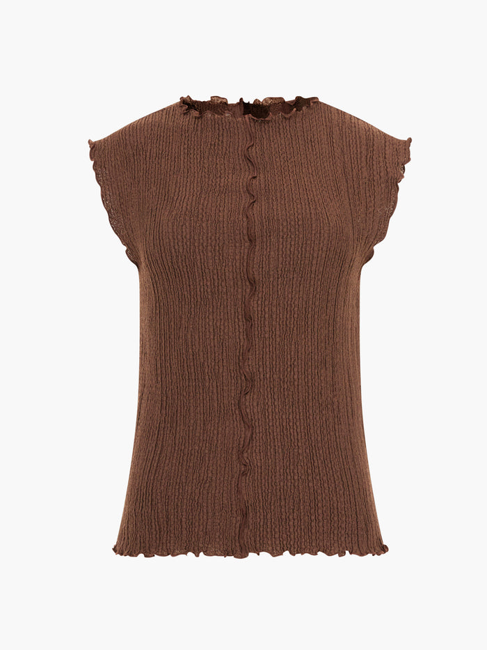Andie Textured Sleeveless Brown Top
