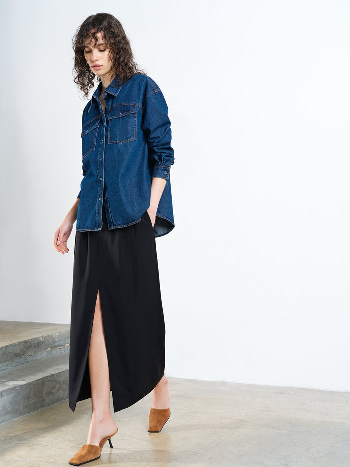 Archie Dark Wash Denim Two Pocket Shirt