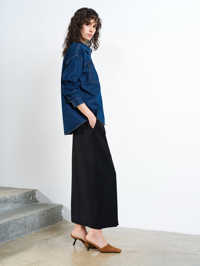 Archie Dark Wash Denim Two Pocket Shirt