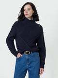 Ardea Navy Cross Detail Funnel Neck Jumper