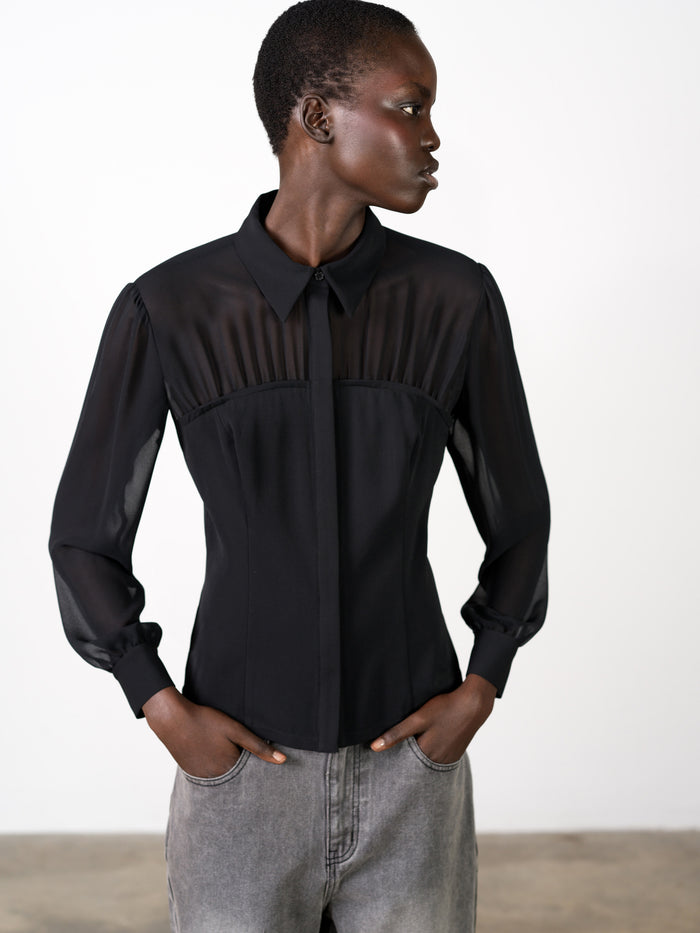 Arezzo Black Corset Detail Shirt
