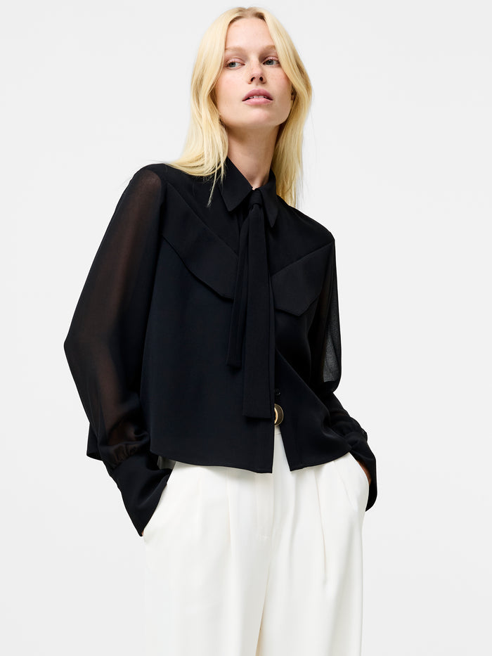 Arezzo Black Neck Tie Shirt
