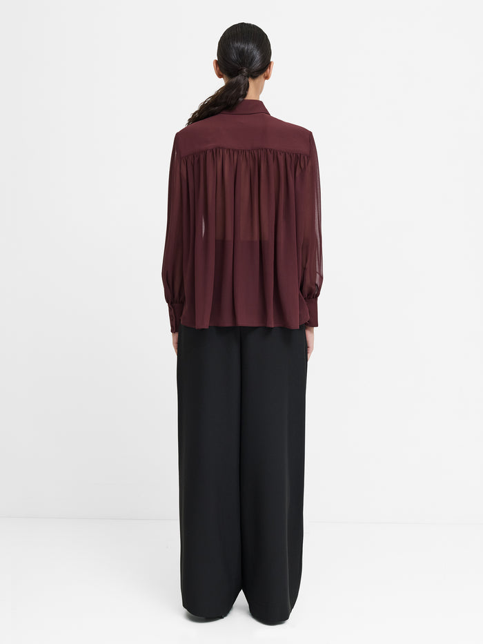 Arezzo Burgundy Sheer Wide Shoulder Shirt