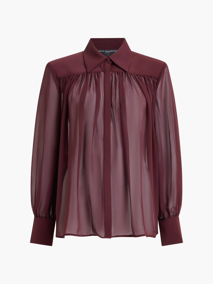 Arezzo Burgundy Sheer Wide Shoulder Shirt