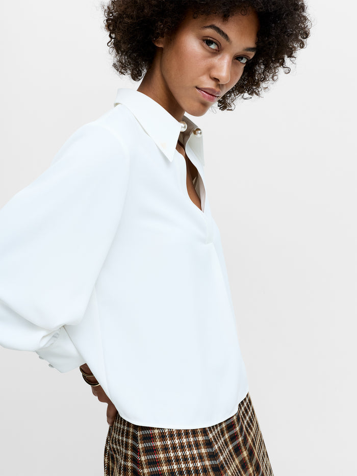 Arezzo White Pearl Trim Shirt