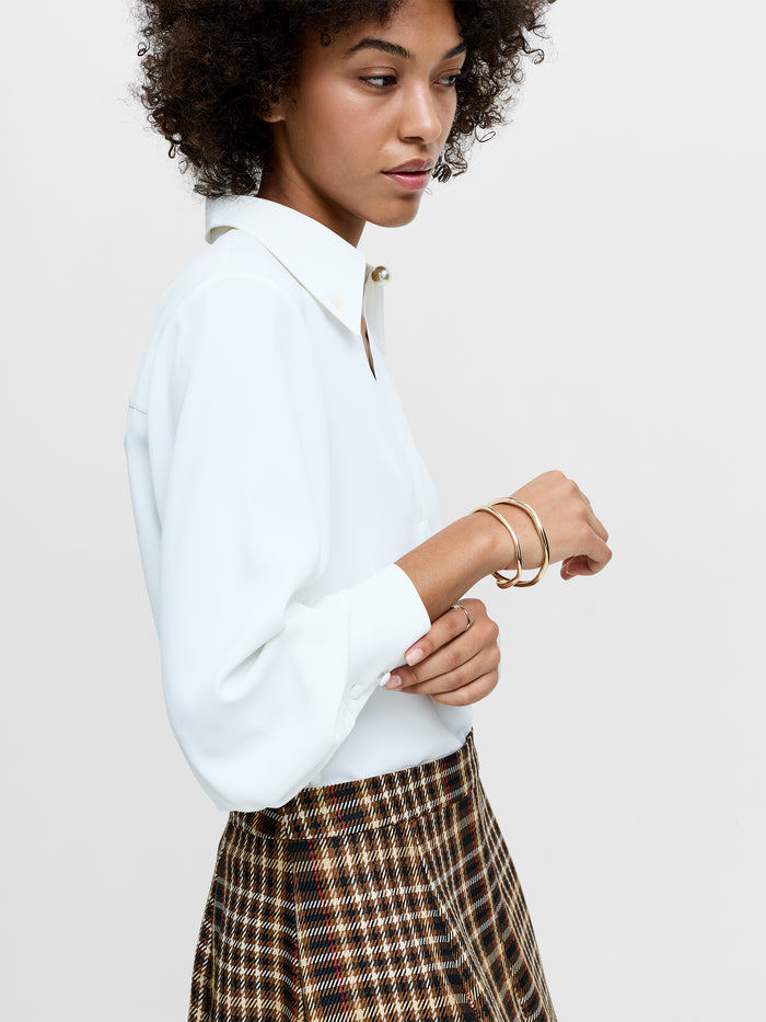 Arezzo White Pearl Trim Shirt