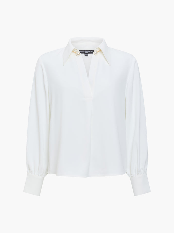 Arezzo White Pearl Trim Shirt