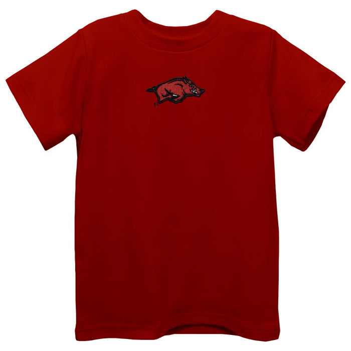Arkansas Razorbacks Embroidered Red Short Sleeve Boy T-Shirt