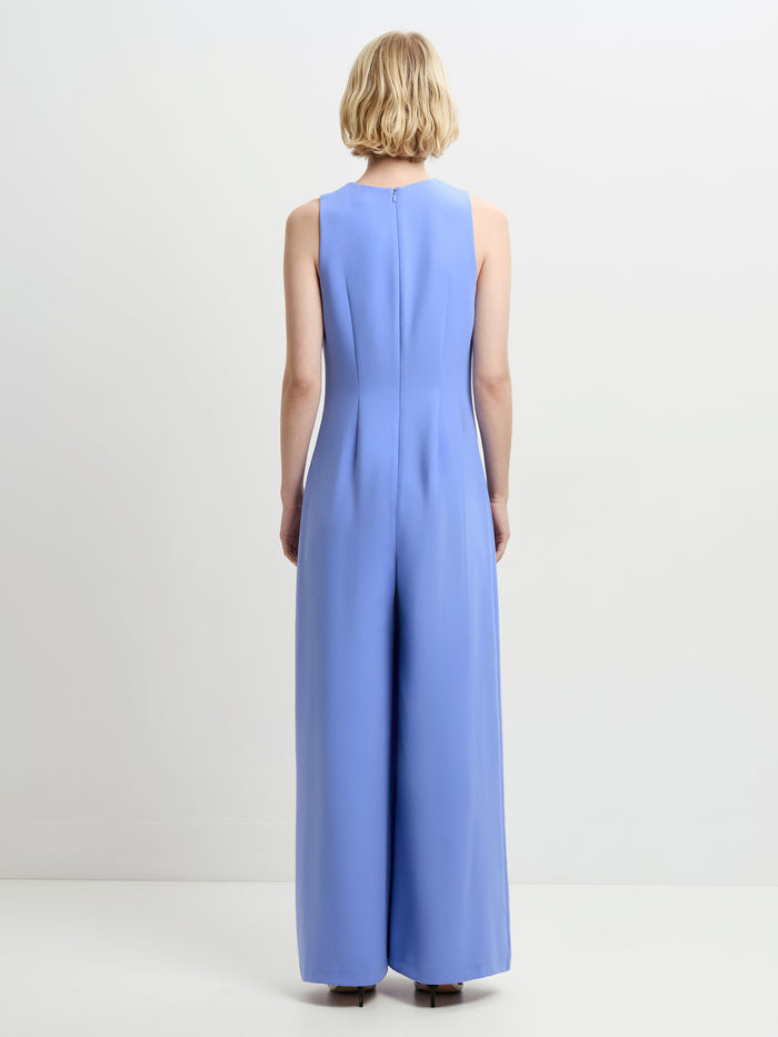 Arlette V Neck Blue Wide Leg Jumpsuit
