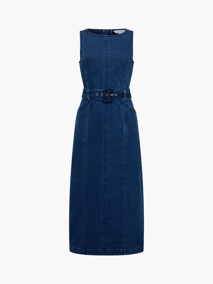 Arywoode Denim Sleeveless Belted Midi Dress