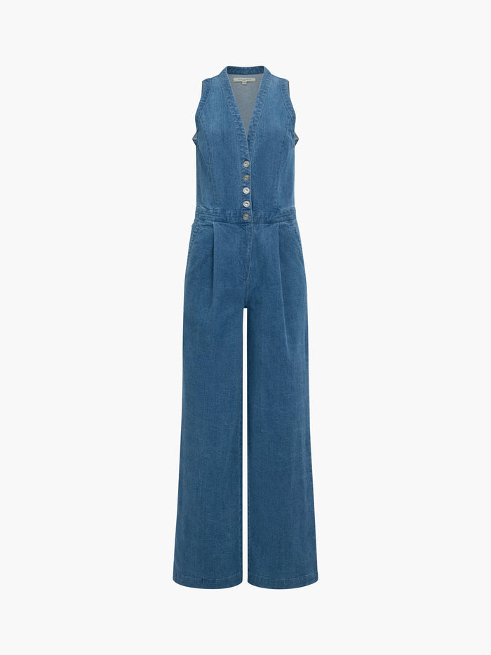 Arywoode Sleeveless V-Neck Denim Jumpsuit