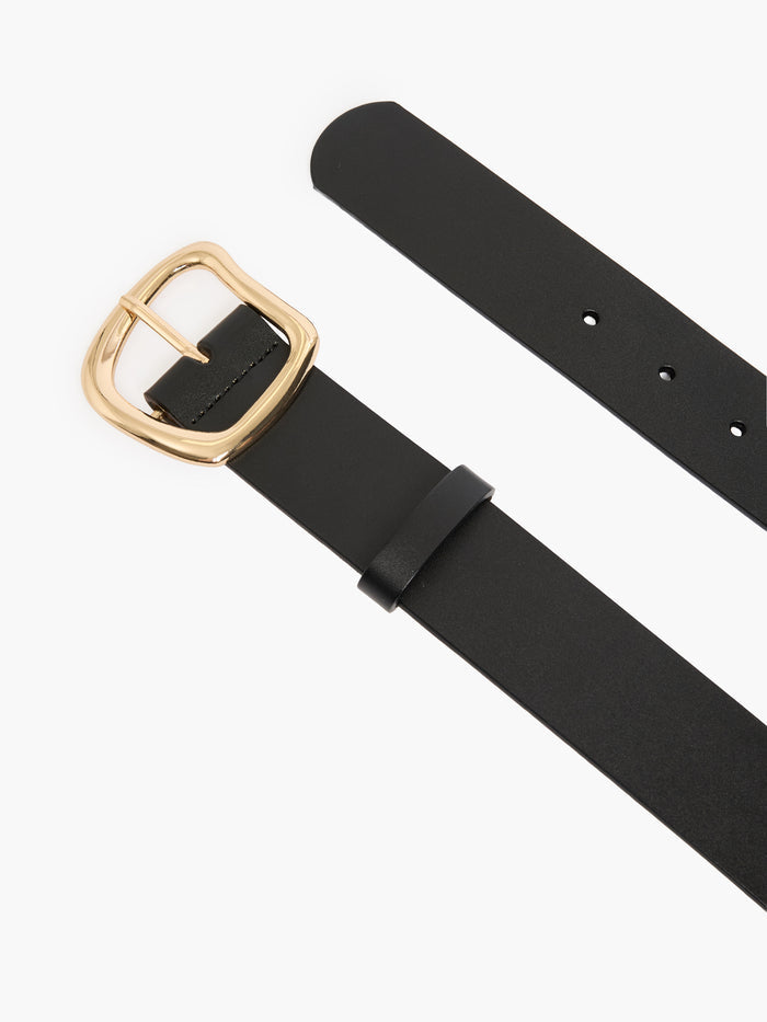 Asymmetric Buckle Leather Belt