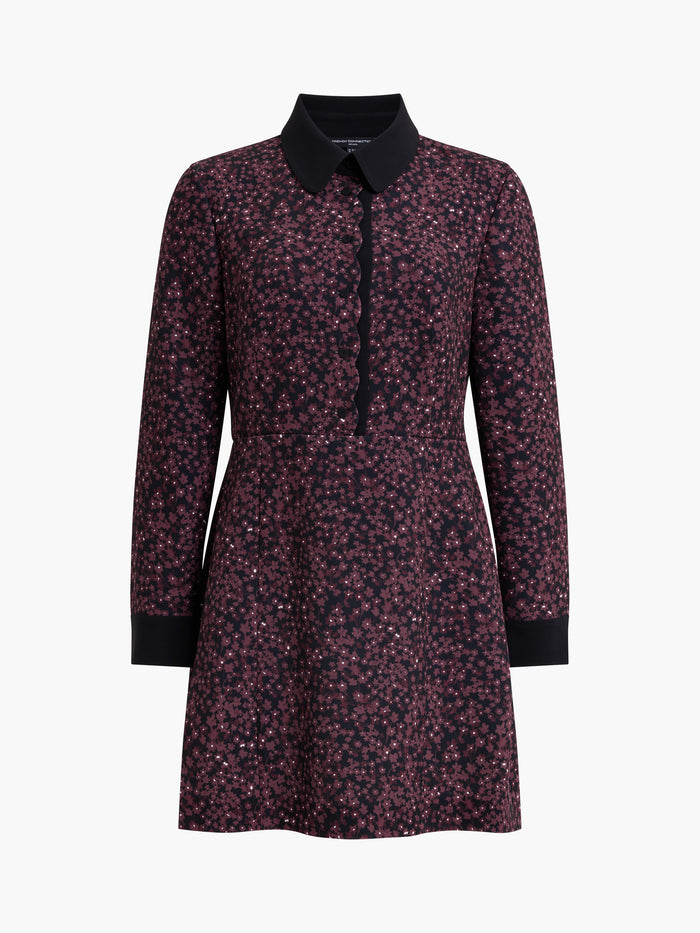 Audrey Black Floral Tailored Mini Shirt Dress