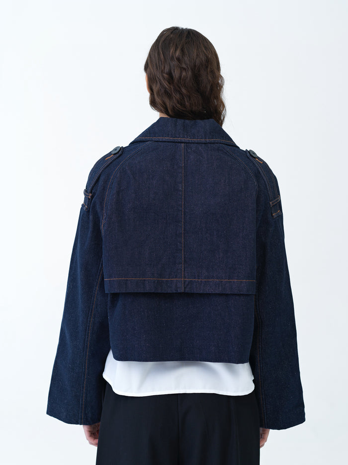 Aussie Denim Cropped Trench Coat