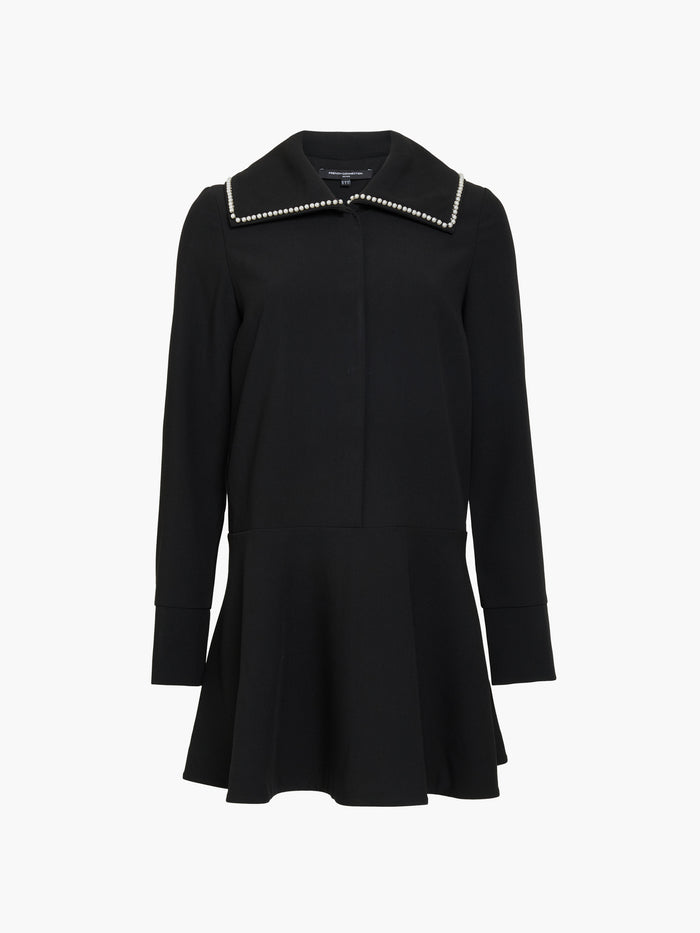 Azra Black Faux Pearl Collar Mini Dress