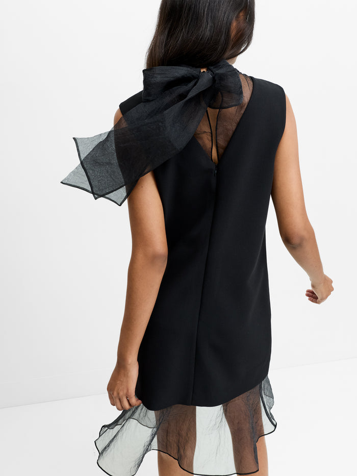 Azra Black Organza Bow Back Dress