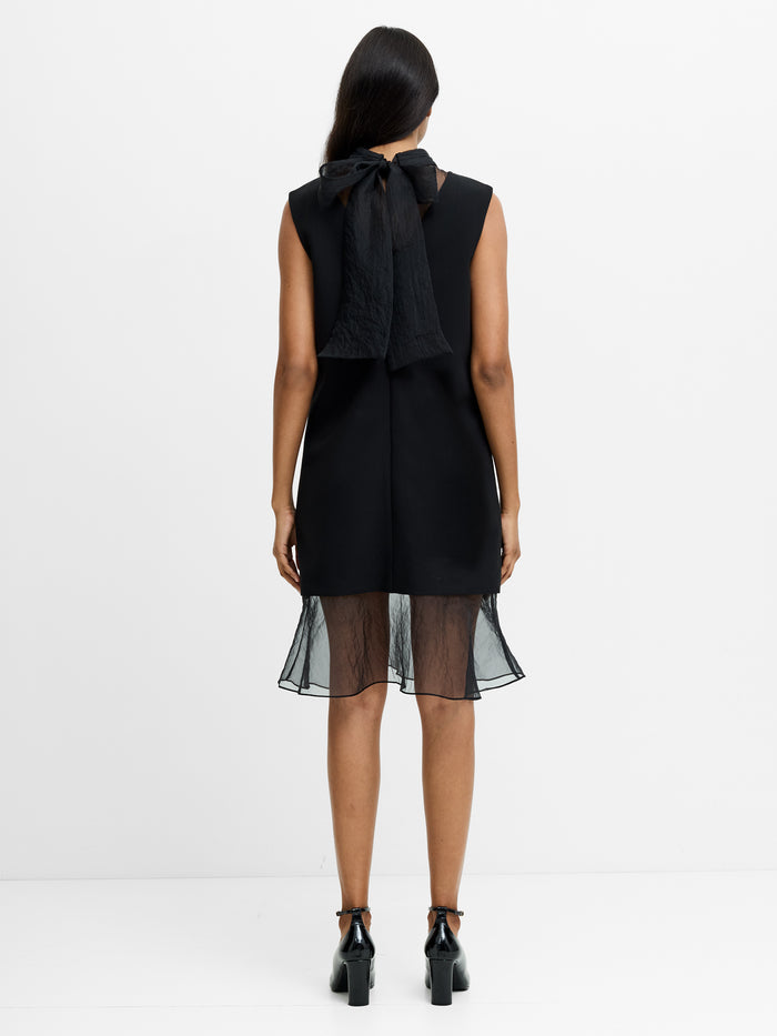 Azra Black Organza Bow Back Dress