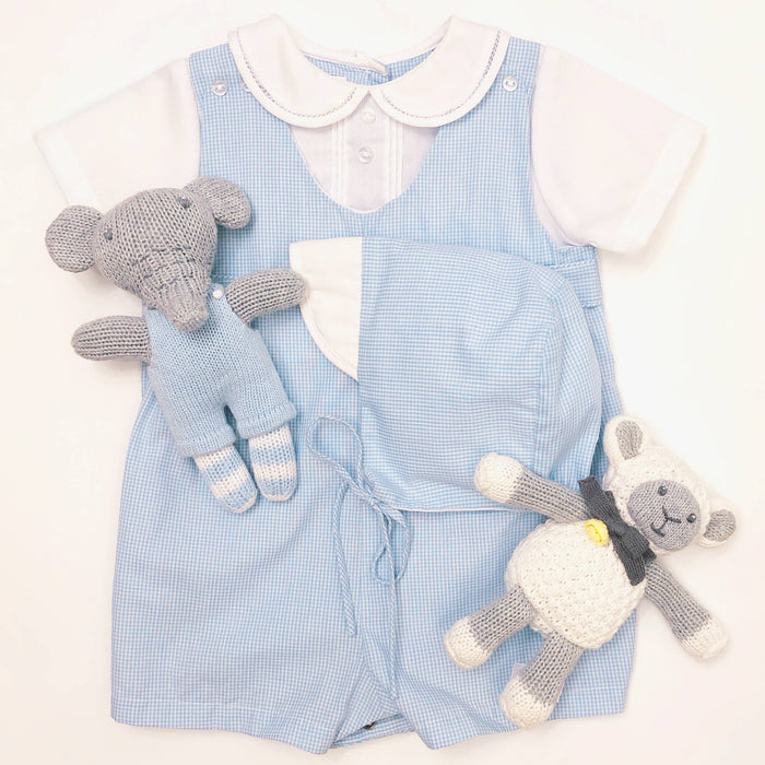 Baby boy Romper with Side Tabs and bonnet