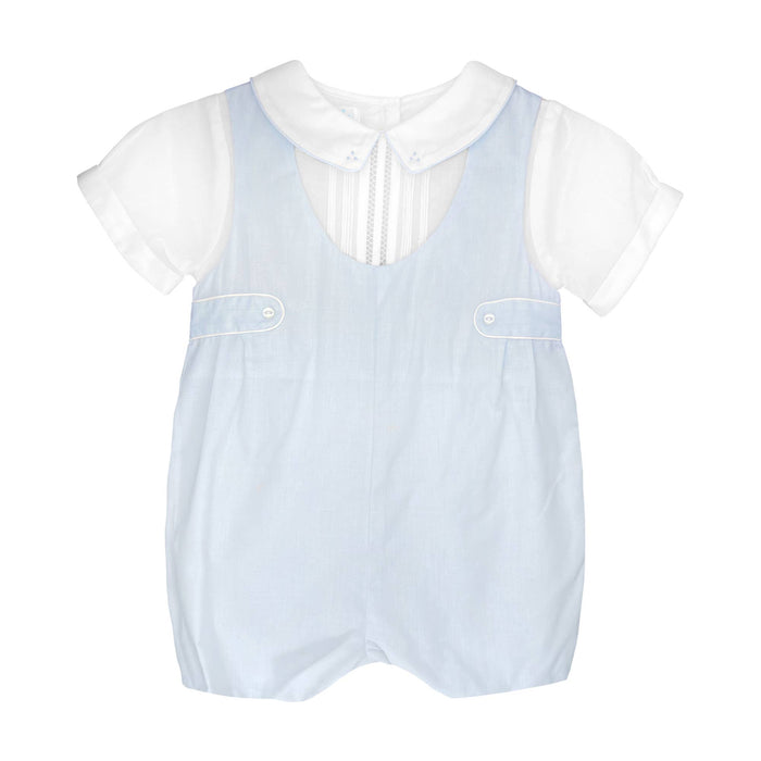 Baby boy Shortall with Pintucks and Side Tabs: Blue