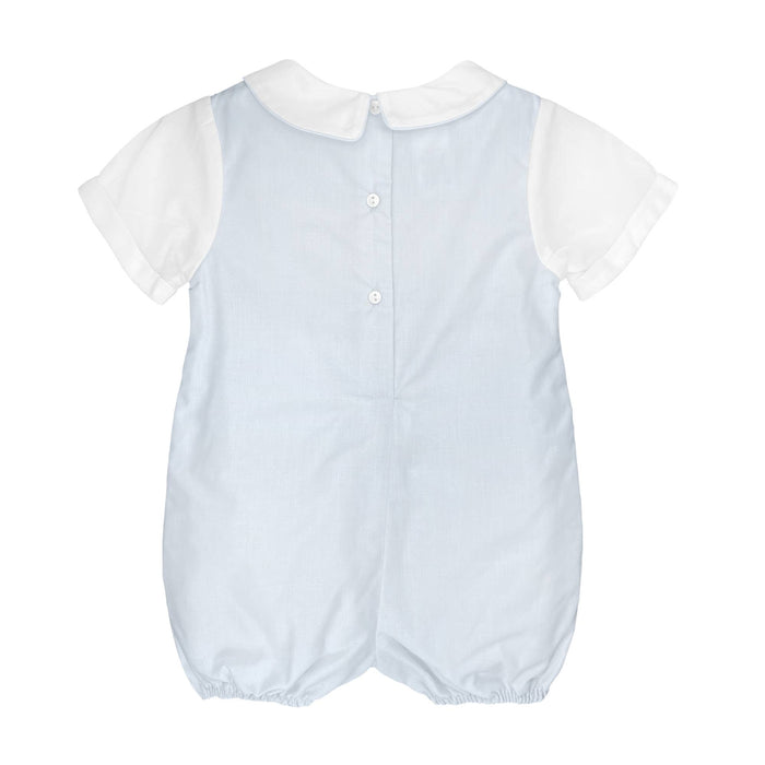 Baby boy Shortall with Pintucks and Side Tabs: Blue