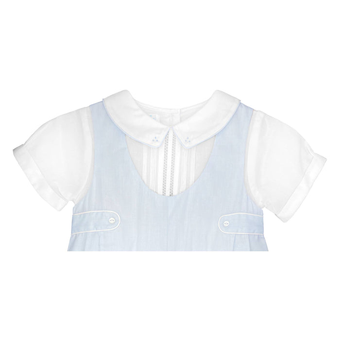Baby boy Shortall with Pintucks and Side Tabs: Blue