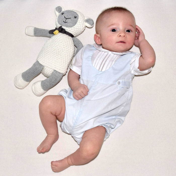 Baby boy Shortall with Pintucks and Side Tabs: Blue