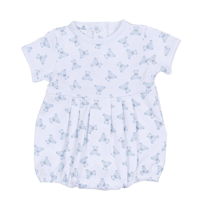 Baby's Teddy Short Sleeve Bubble - Light Blue