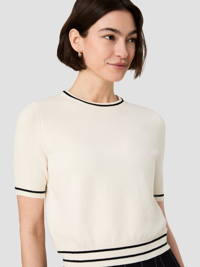 Babysoft Cream Contrast Stripe Knit Top