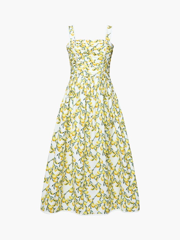Barletta Lemon Ruched Sleeveless Midi Dress