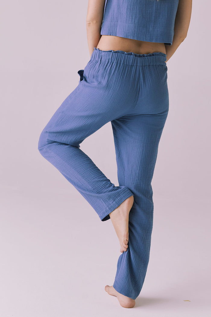 Back view of the Chaser Bellow Future Grey Joggers showing the easy drape and lightweight gauze fabric