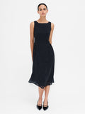 Black and White Polka Dot Sleeveless Tea Dress