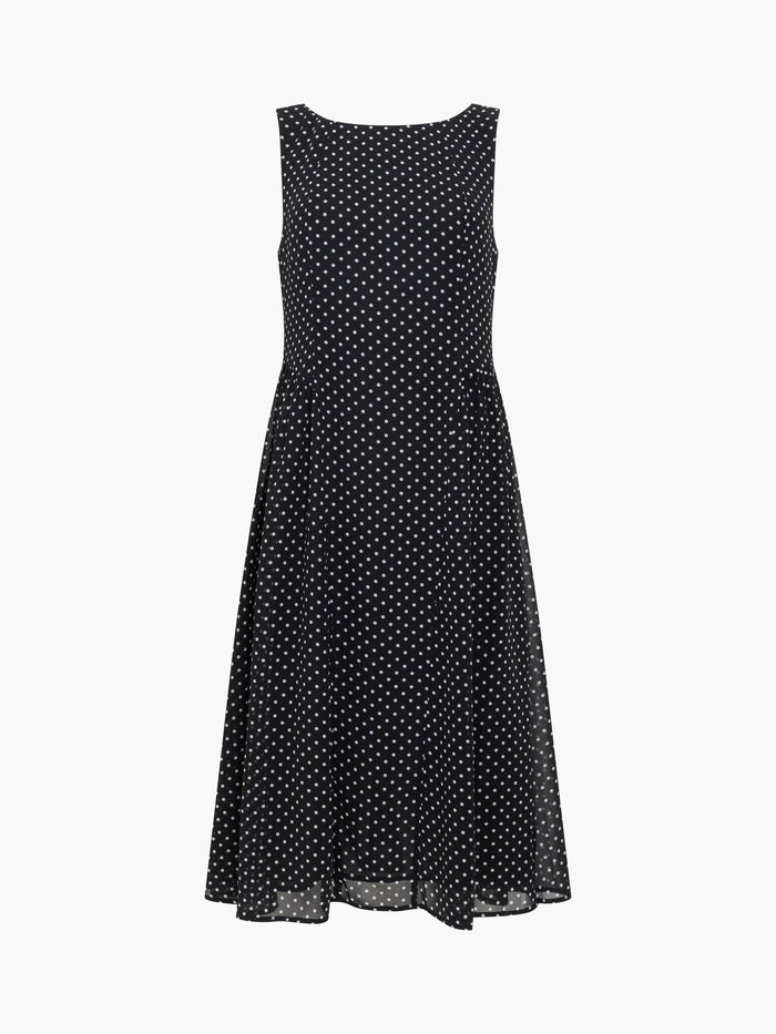 Black and White Polka Dot Sleeveless Tea Dress