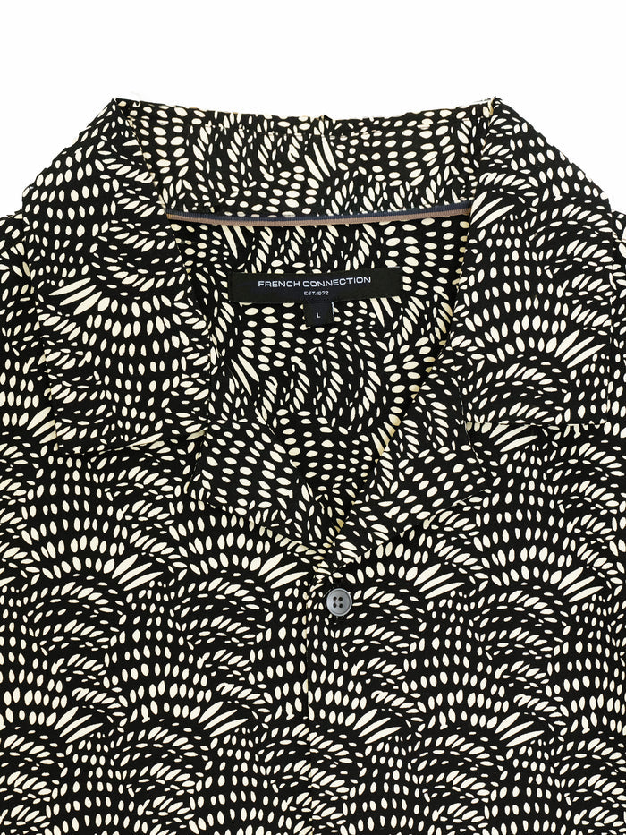 Black Geo Revere Collar Short Sleeve Shirt