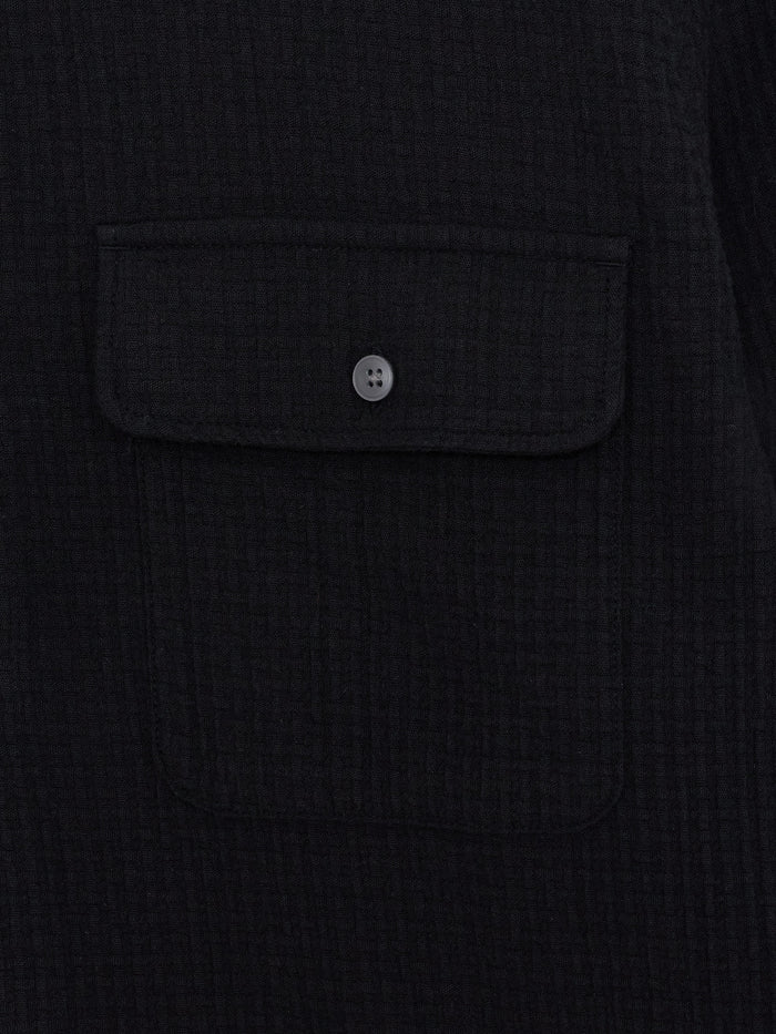 Black Waffle Texture Regular Fit Shirt