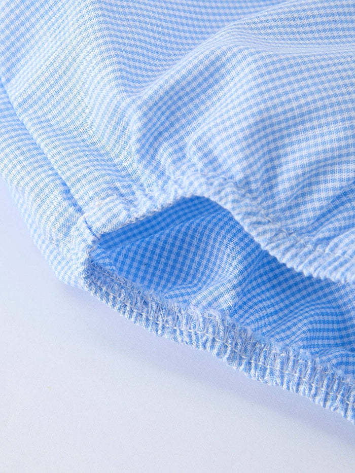 Blue Smocked Church cross Christ Bishop Christening Baby Boy Bloomer Set